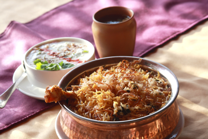 Hyderabadi Biryani - is perhaps the most well-known Non-Vegetarian culinary delights from the famous Hyderabad Cuisine. It is a traditional dish made using Basmati rice, goat meat and various other exotic spices.